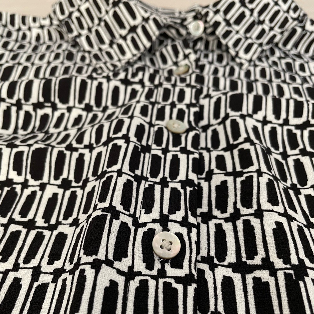 Nine West Vintage Y2K Black And White Academia Button Down Blouse Maximalism - Picture 7 of 10